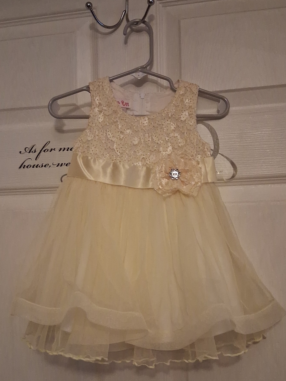 Jessica Ann Cream Lace Tulle Party Dress with Satin Flower